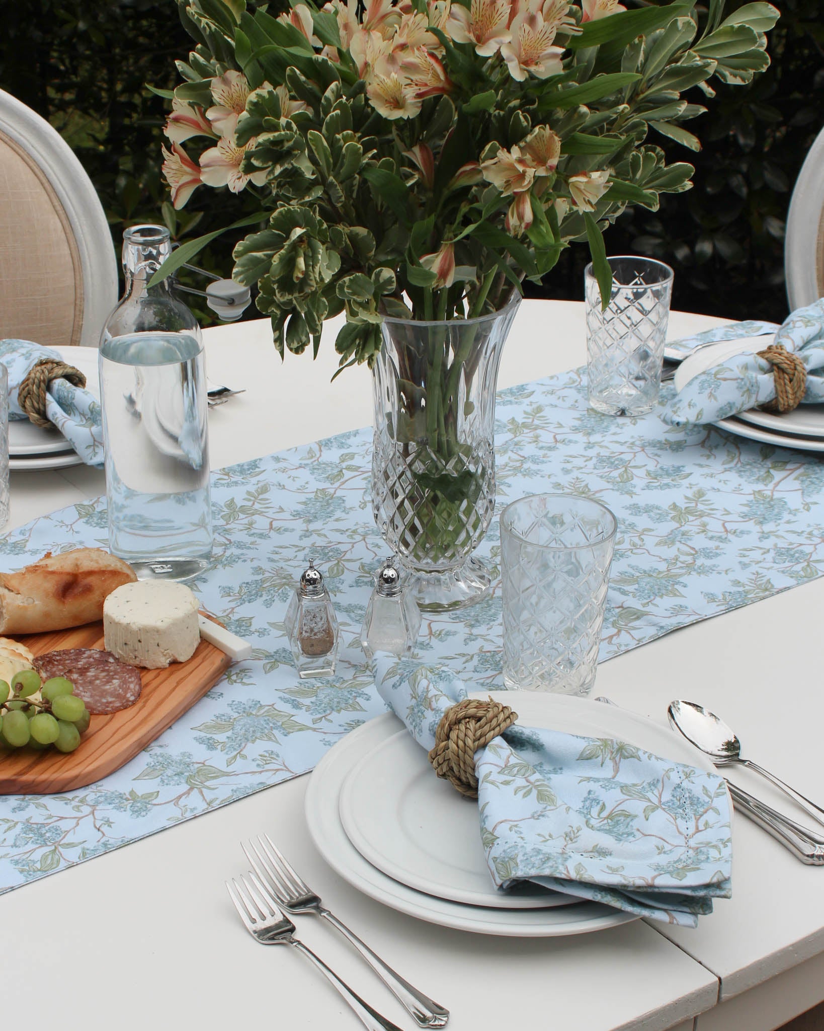 Blue Floral Table Runner | Grand Millennial Bridal Shower Table Decor Willamere Blue Floral Table Runner | Grand Millennial Bridal Shower Table Decor Willamere