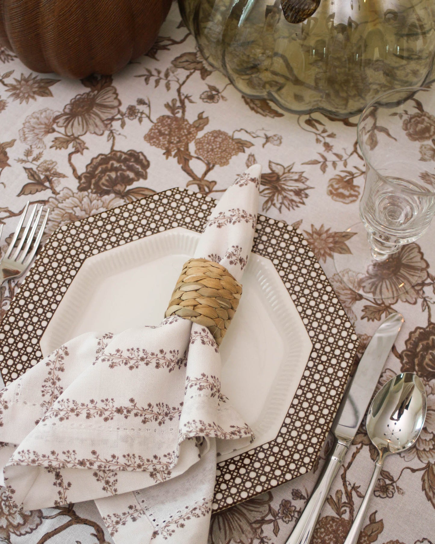 Begonia Stripe Floral Napkins, Set of Four