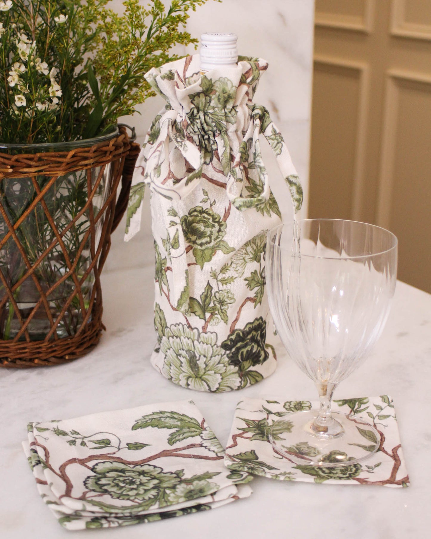 Florence Floral Cocktail Napkins, Set of Four