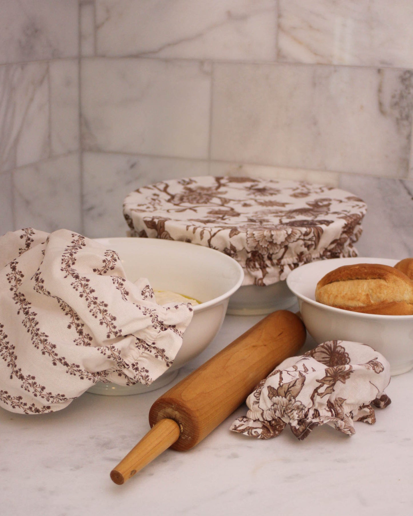 Floral Cotton Bowl Covers, Set of Three