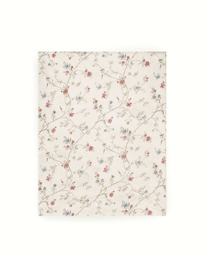 Premium cotton tablecloth in a timeless floral pattern, perfect for layering a beautiful table for family meals, seasonal entertaining, bridal showers, and celebrations.