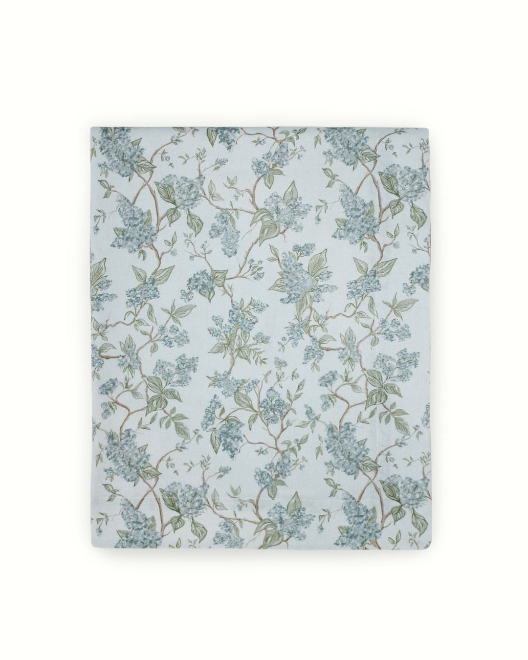 Charming floral tablecloth with a chinoiserie inspired blue and green botanical print, perfect for spring weddings, rehearsal dinners, and elegant Easter tablescapes. Crafted from premium cotton with non-toxic dyes, this cotton tablecloth suits French country, English garden, and grand millennial decor styles. Designed in Charleston and handmade in India, it adds timeless charm to wedding receptions and Mother’s Day brunch tables.