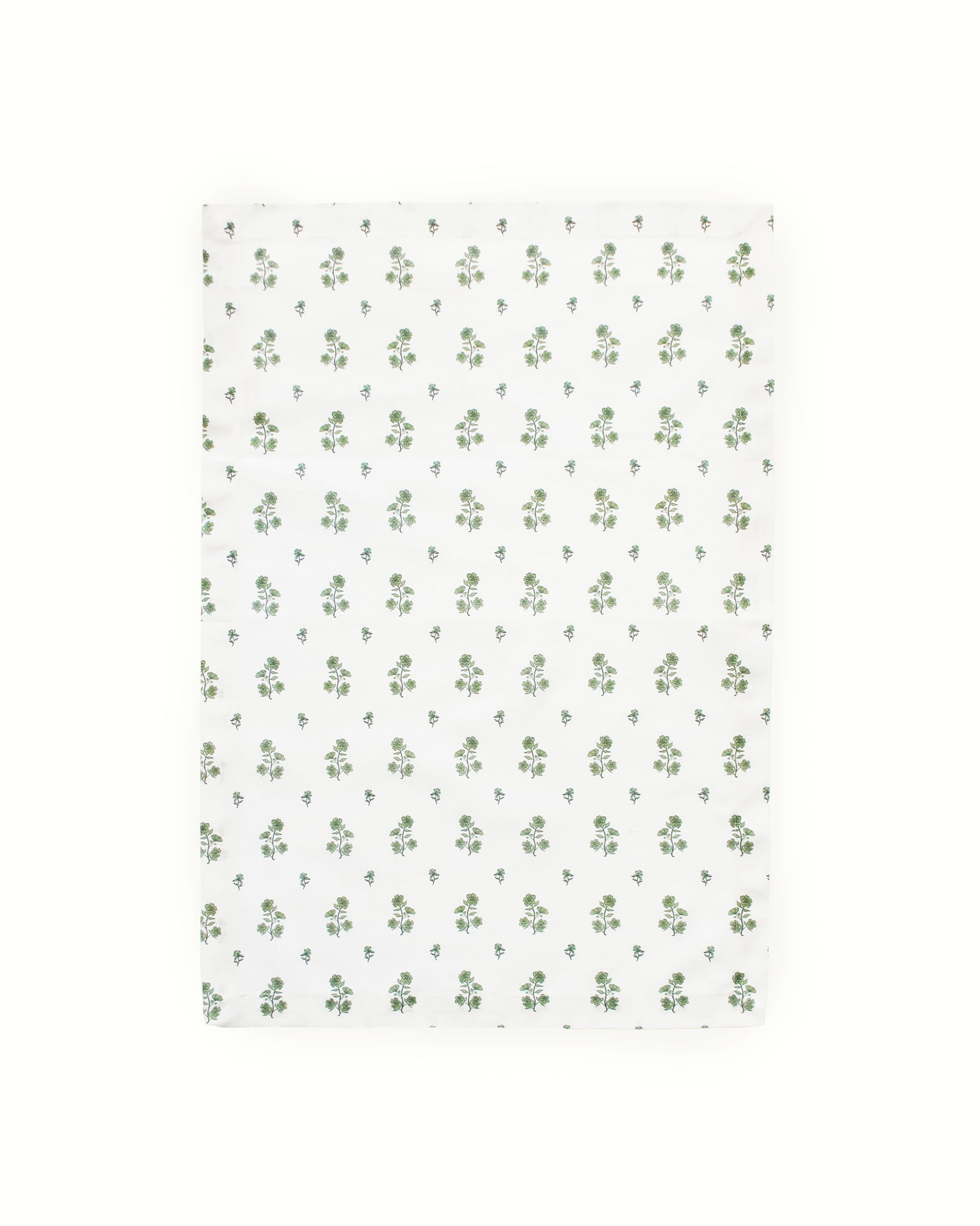 Green bouquet  tea towel with hand-drawn floral pattern and hanging loop