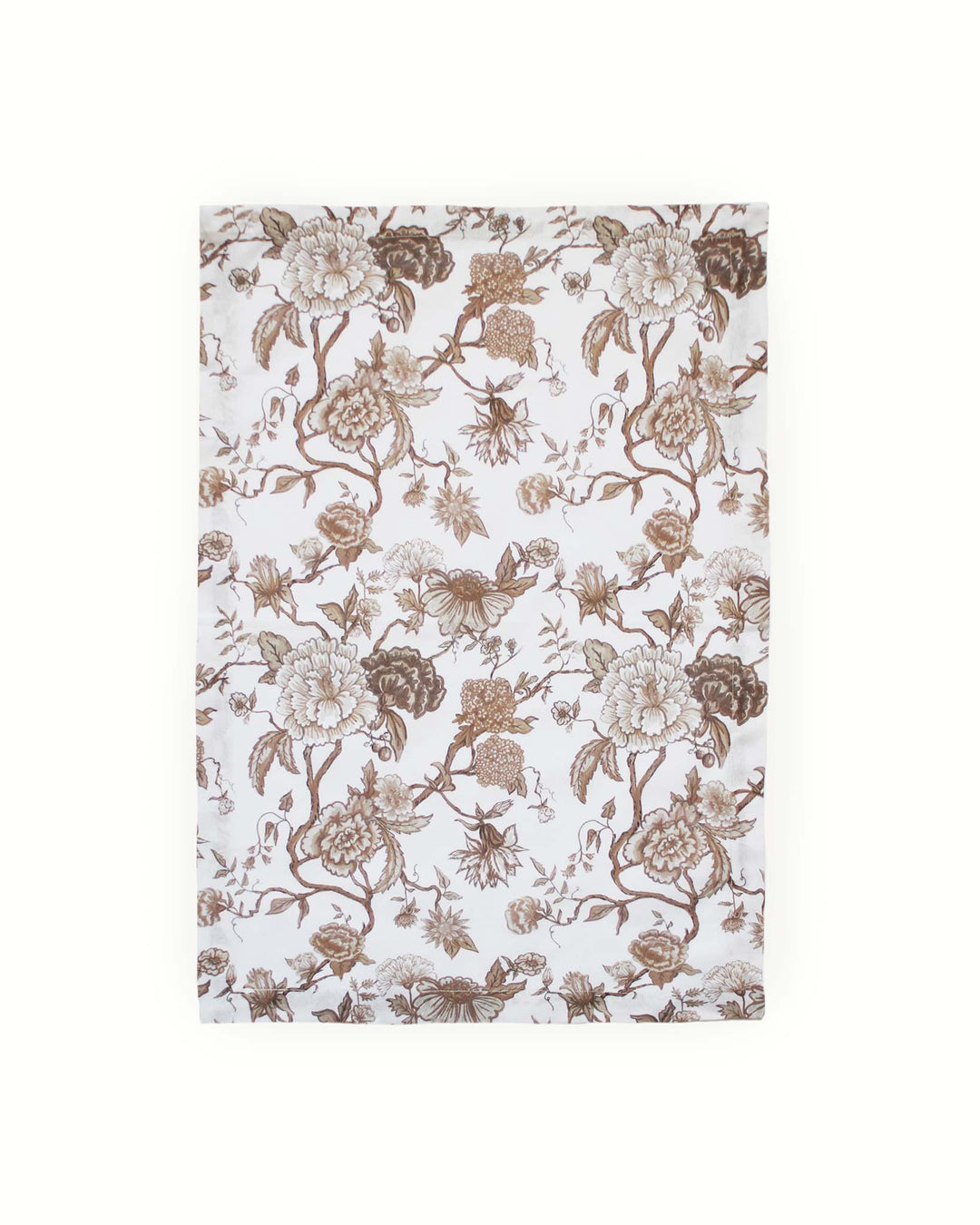 Brown floral cotton kitchen towel with hanging loop, ideal for baking bread, cooking, and everyday kitchen use.
