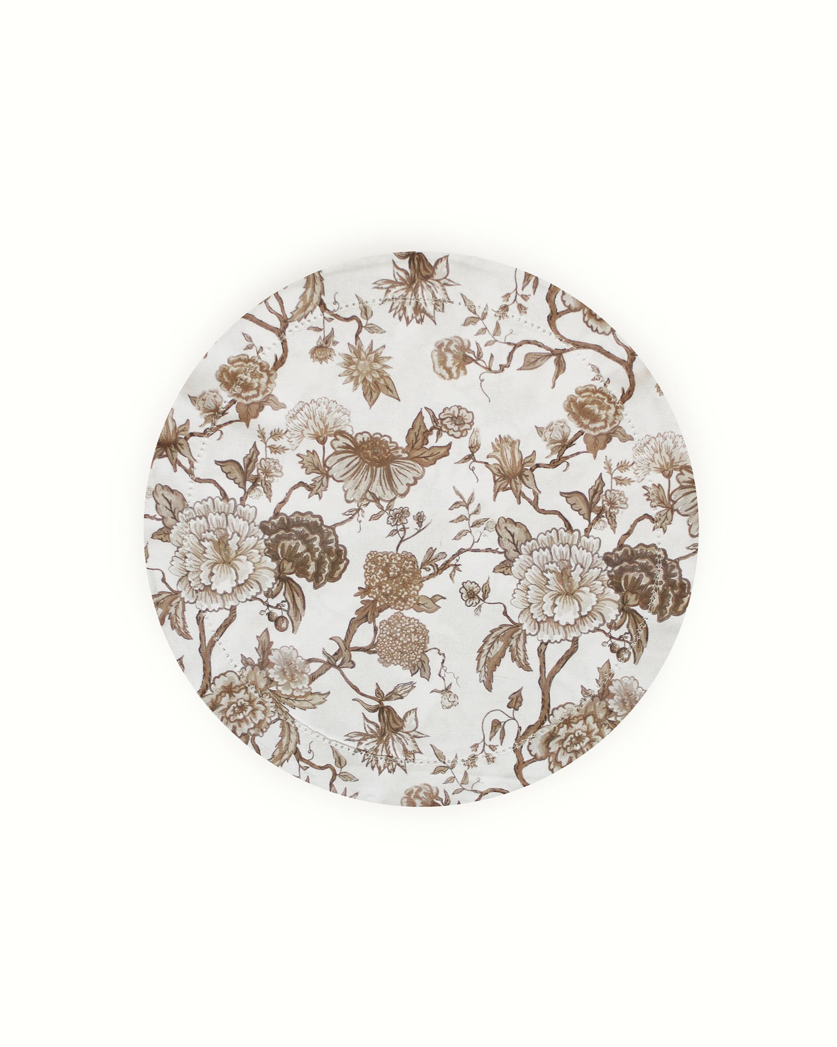 Hand-drawn floral print cotton round placemats, set of four