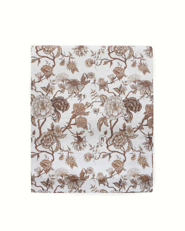 Available in multiple sizes this floral tablecloth in chestnut brown color is made from premium cotton sustainably crafted in India. Easter Linens featuring a brown French Country Print. This Rectangle Tablecloth (sizes 66x104 and 66x120) is a must-have for a Mother's Day Brunch. The Floral Tablecloth design is modern yet classic, perfect for any Spring Table Cover. This Cotton Tablecloth is versatile enough to suit any table setting and makes a perfect gift for a grandmother. Pair this long Rectangle Table