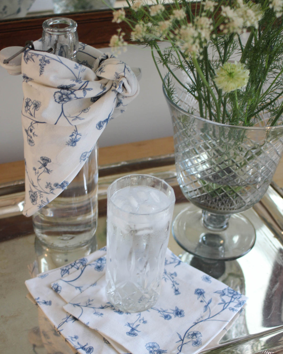 Cotton Garden Vine kitchen towel in a timeless Charleston print, ideal for summer hosting, baking, and coastal-inspired spaces.