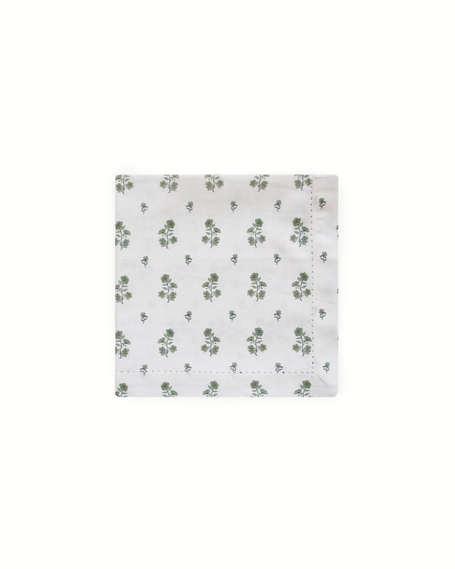 Bouquet Floral Napkins in organic cotton. Hand-drawn print with hemstitch detail. Versatile for brunch or holidays. Set of 4, ethically made.