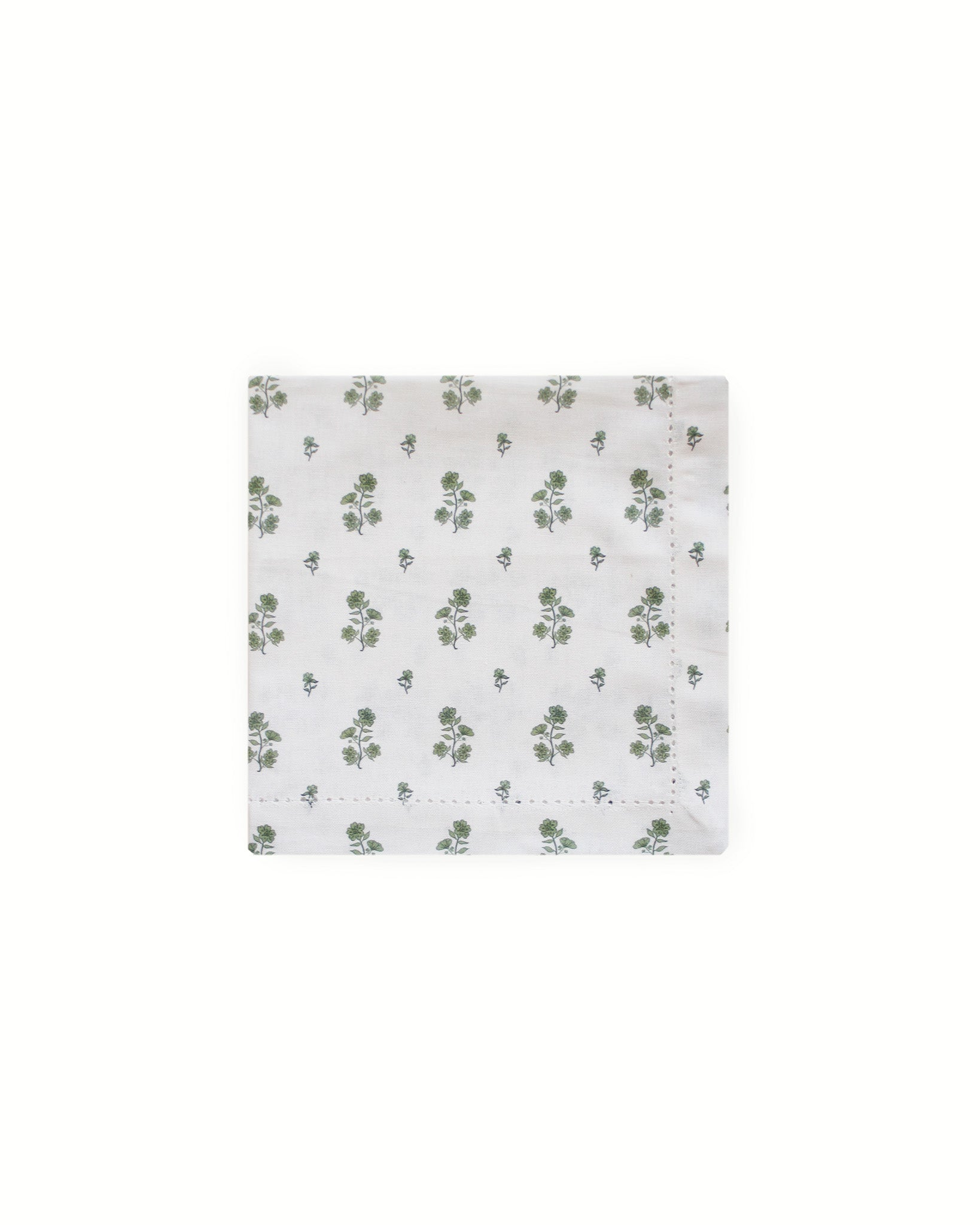 Bouquet Floral Napkins in organic cotton. Hand-drawn print with hemstitch detail. Versatile for brunch or holidays. Set of 4, ethically made.