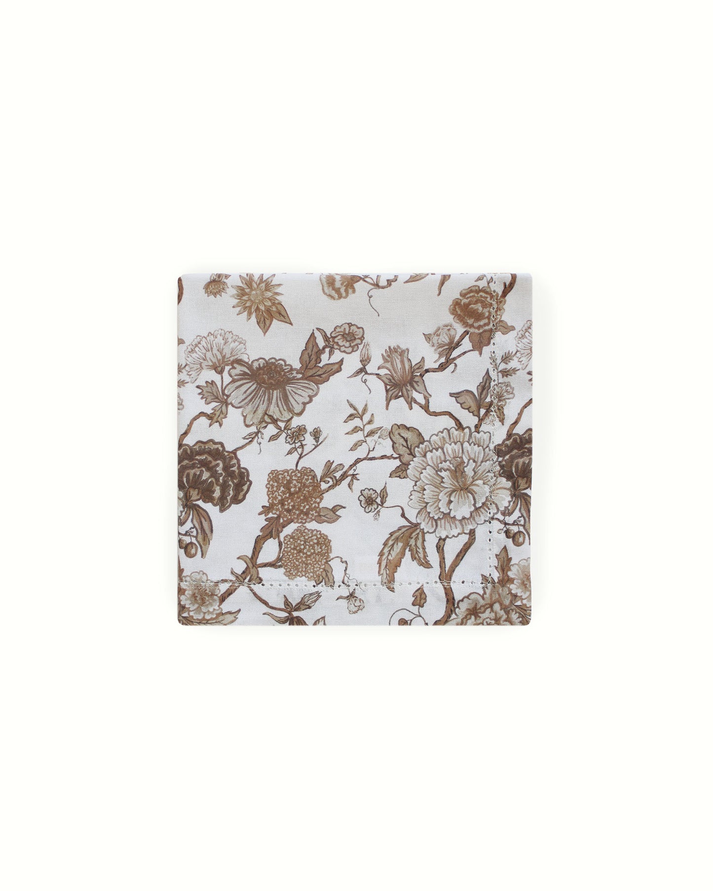 Florence floral napkins in organic cotton with hemstitch detail. Elegant for holiday dinner parties & entertaining. Set of 4, ethically made in India.