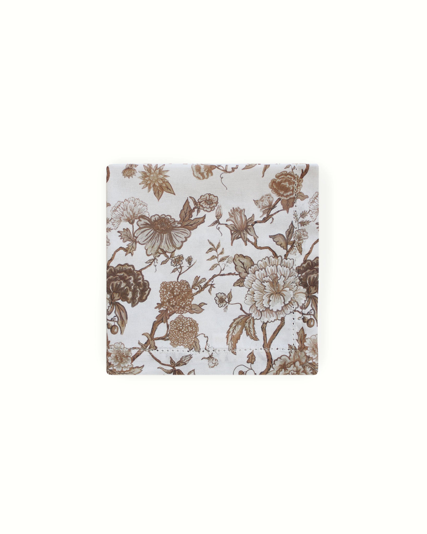 Florence floral napkins in organic cotton with hemstitch detail. Elegant for holiday dinner parties & entertaining. Set of 4, ethically made in India.