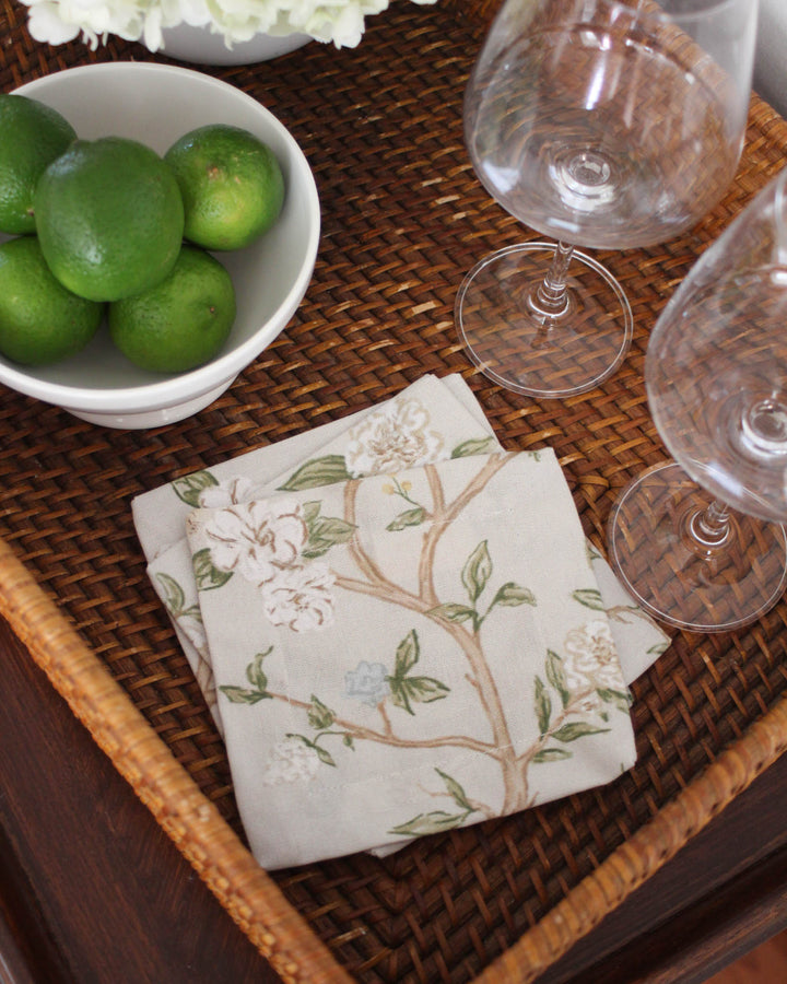 Floral cocktail napkins set for entertaining, ideal for drinks, appetizers, and thoughtful housewarming gifts.