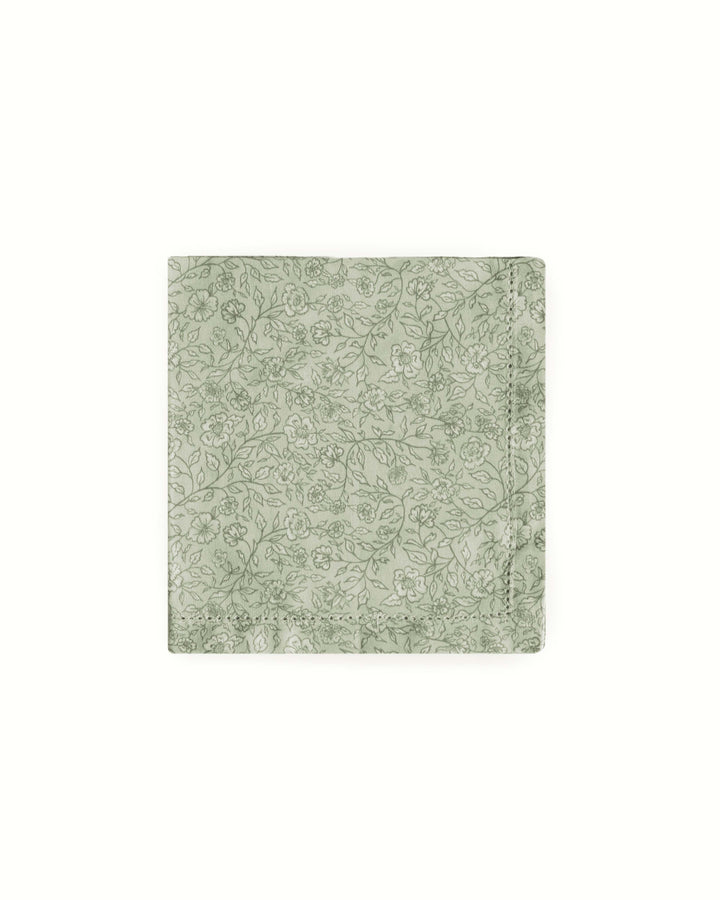 Set of four floral cloth napkins made from premium cotton with a hand-drawn botanical print, perfect for everyday dining, dinner parties, weddings, and holiday tablescapes.