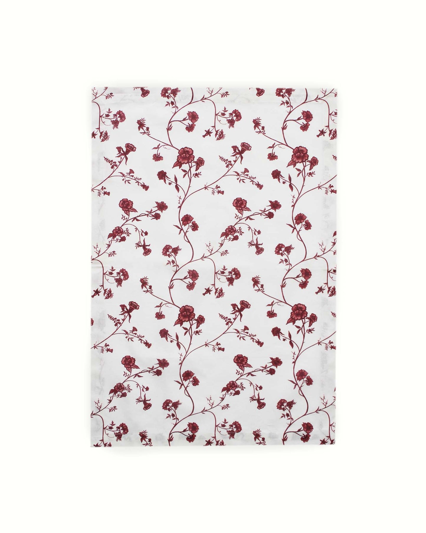 Red Floral Tea Towel made from 100% organic cotton with hand-drawn red floral print and hanging loop.