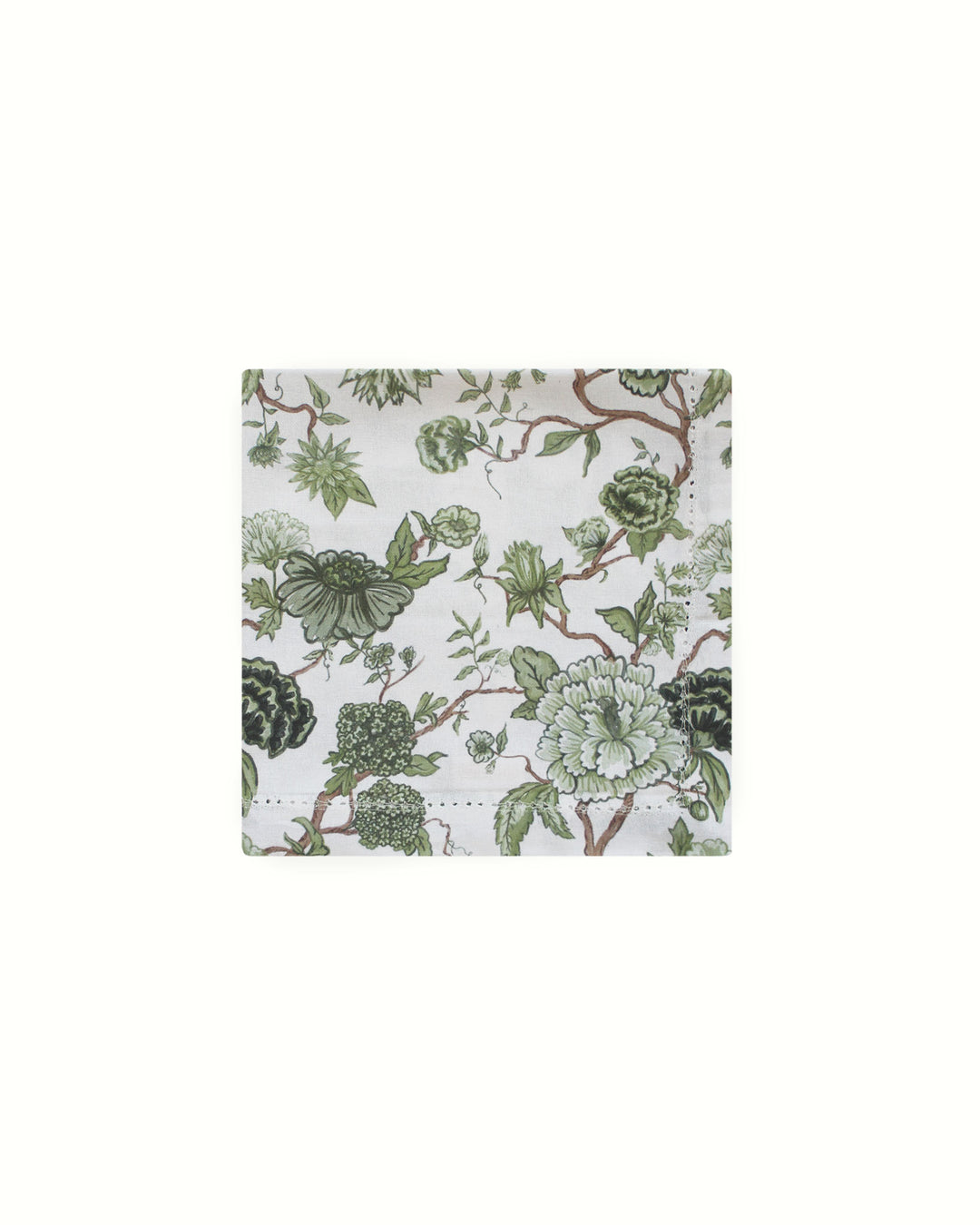 Create a vintage English garden look with these green leaf print cotton napkins. Sold in a set of 4, the 20" x 20" dimensions allow for elegant draping and layering. The hand-drawn green floral illustrations add a touch of warmth to any Easter or Mother's Day brunch. These napkins are not just decor; they hold space for memories made around the table. An ideal gift for a hostess or a housewarming present, they work perfectly for both formal dinner parties and casual family meals.