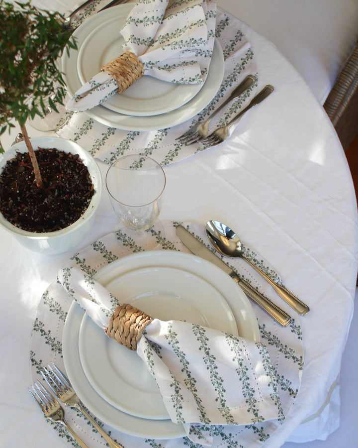 Floral cotton napkins with hemstitch detail—set of 4, perfect for mixing and matching, everyday meals, and effortless holiday hosting.