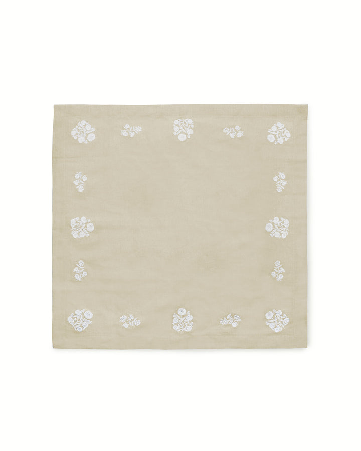 Perfect for an elegant garden tea party, these beige and white flower napkins bring a touch of the English countryside to your table. Sold in a set of 4, the high-quality linen-blend fabric and intricate embroidery make them a standout piece for spring dining. Use them to add a natural feel to a white wood table or layer them over colored linens for a texture-on-texture approach. These 20-inch napkins are a delightful gift for a sister or friend who loves the grand millennial style.