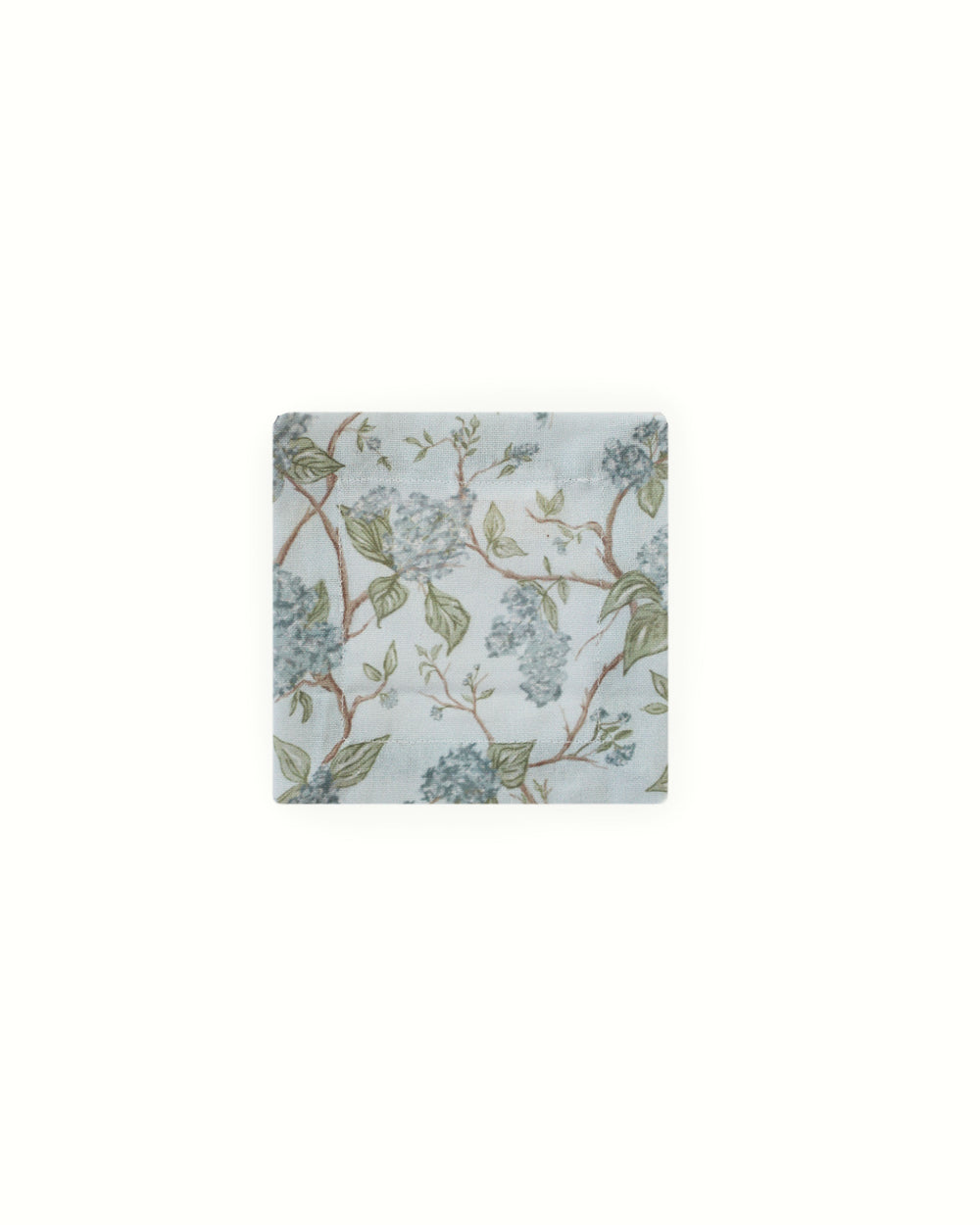 Set of 4 blue floral cocktail napkins, reusable cotton napkins for drinks, appetizers, and gatherings.