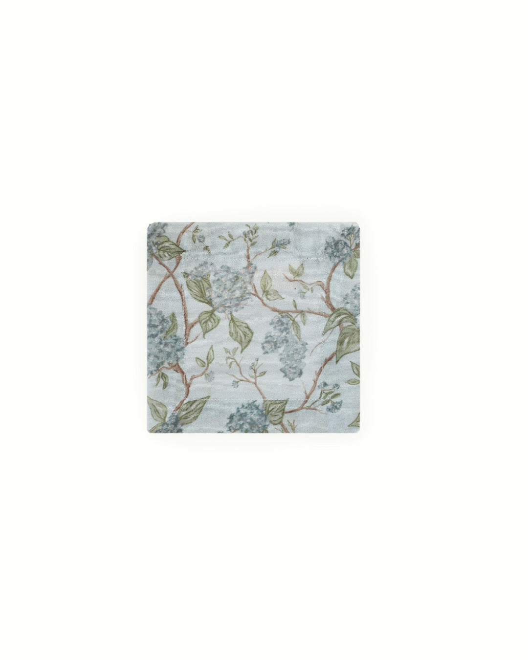 Set of 4 blue floral cocktail napkins, reusable cotton napkins for drinks, appetizers, and gatherings.