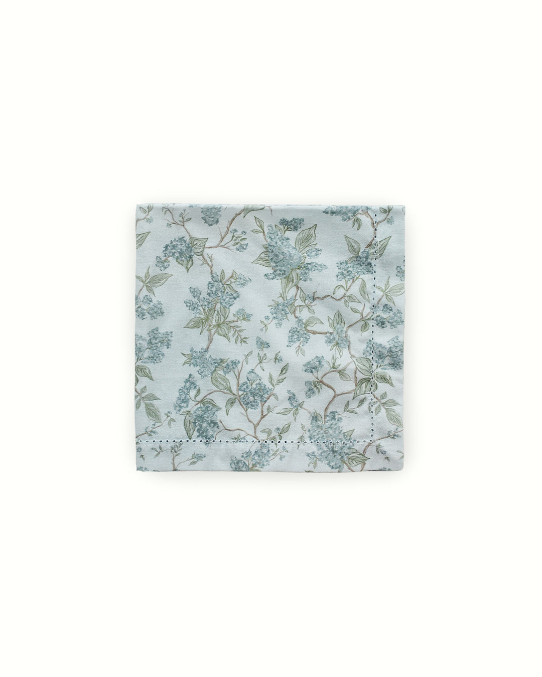 Set of 4 blue and green dinner napkins with an enchanting chinoiserie vine print, designed to complement garden party decor and spring entertaining. Made from premium cotton, these 20x20 linens are ideal for outdoor wedding table decor and garden rehearsal dinner napkins. The intricate botanical illustrations provide a vintage 70s cloth napkins vibe. An ideal Mother's Day gift for mom, sister, or friend, these napkins serve as a perfect garden party hostess gift for spring.