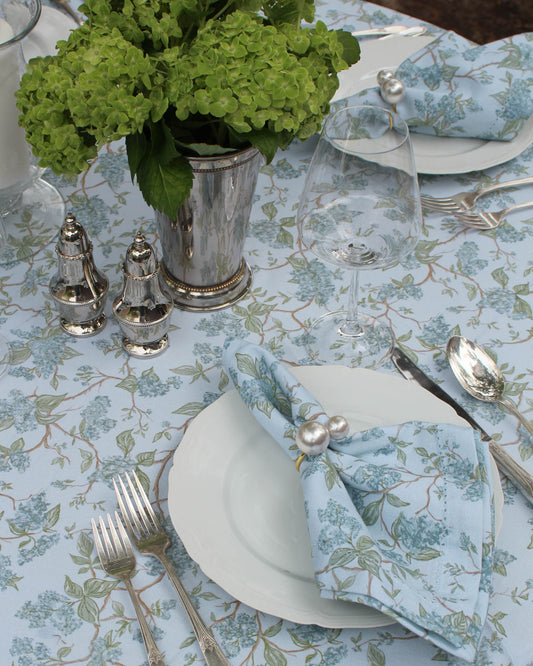 Hyacinth floral cloth napkins made from organic cotton, perfect for spring table settings, summer entertaining, and casual dining and Mother's Day hostess gifts.