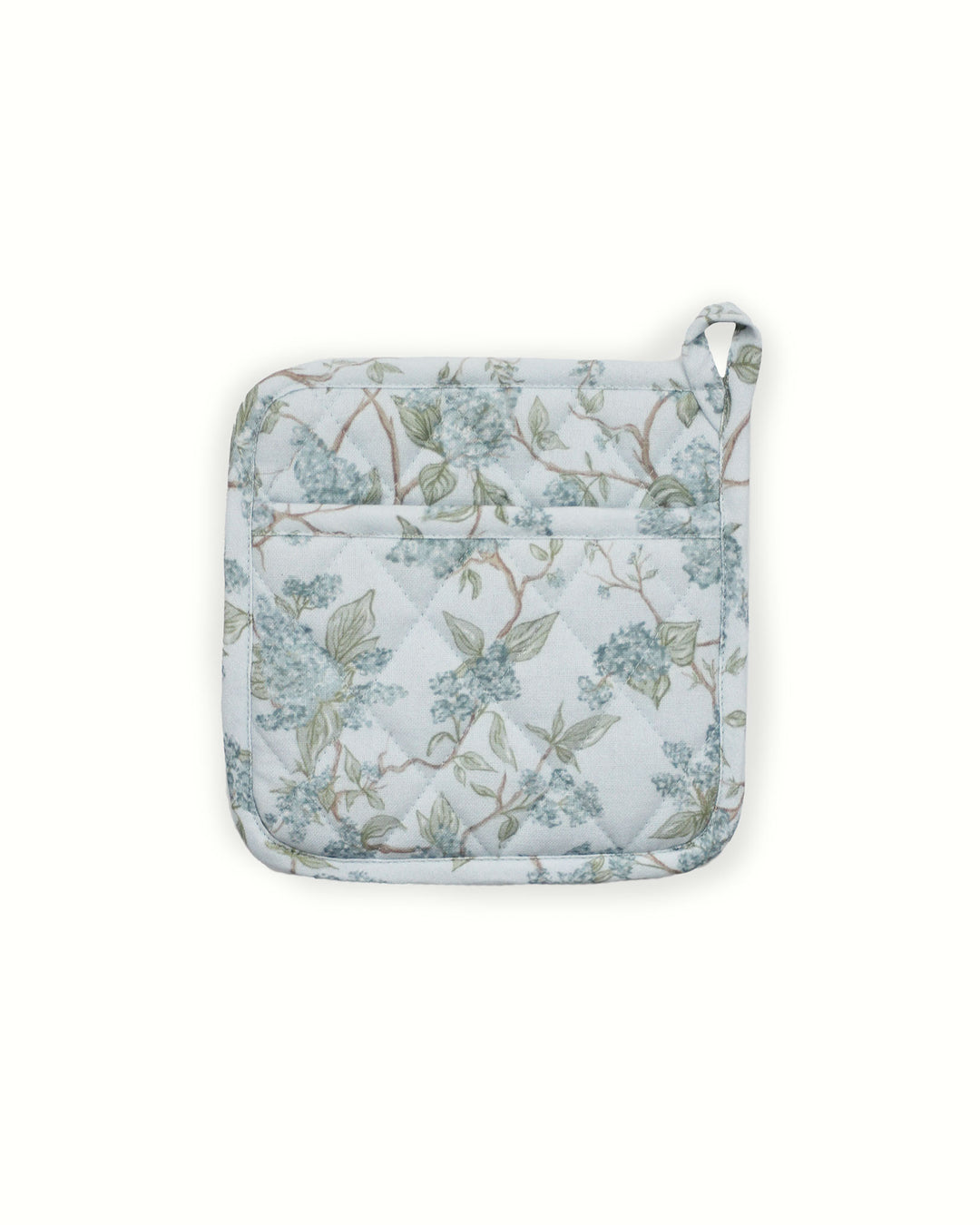 Hyacinth floral pot holder set made from organic cotton, heat-resistant, perfect for spring kitchen decor and everyday cooking.