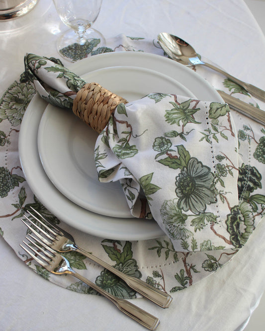 Florence Floral Round Placemats, Set of Four