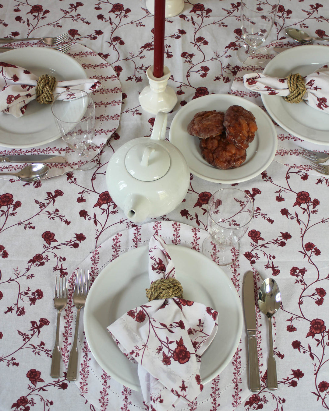 Begonia Stripe Ruby Placemats, Set of Four