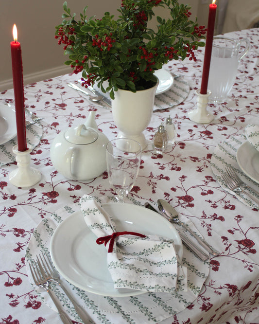 Begonia Stripe Floral Napkins, Set of Four