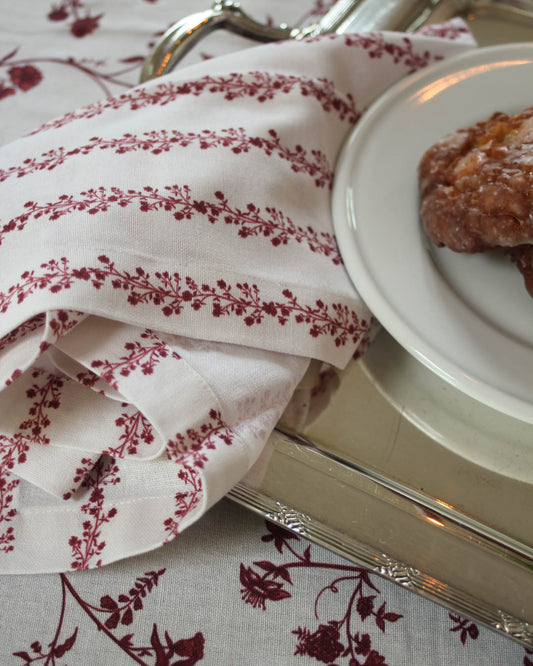 Begonia Stripe Floral Cotton Tea Towel
