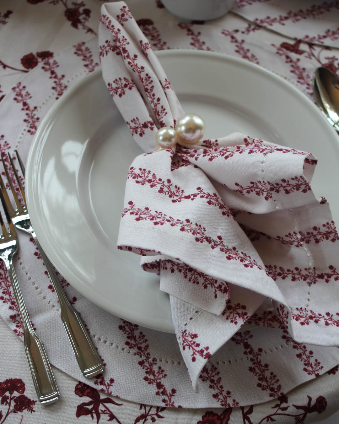 Begonia Stripe Ruby Placemats, Set of Four