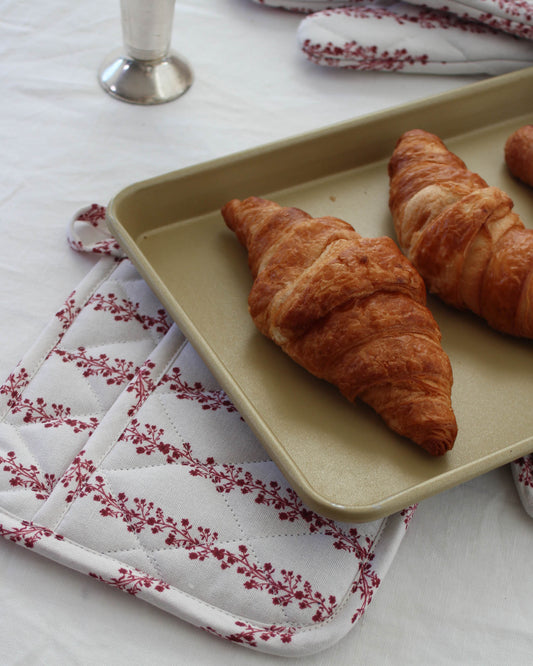 Begonia Stripe Floral Pot Holder Set