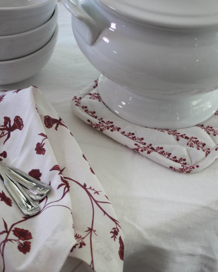 Begonia Stripe Ruby Floral Pot Holder Set