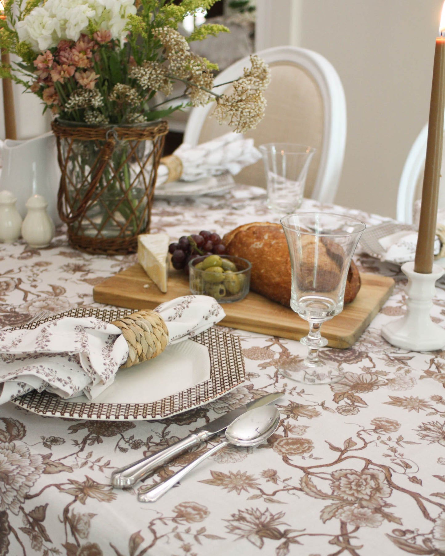 Begonia Stripe Floral Napkins, Set of Four