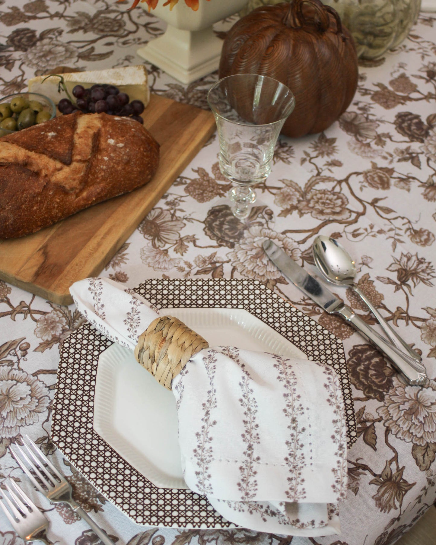 Begonia Stripe Floral Napkins, Set of Four