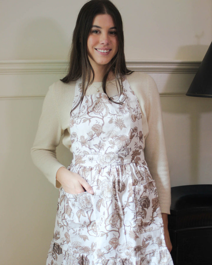 Florence Chestnut Brown Floral Apron