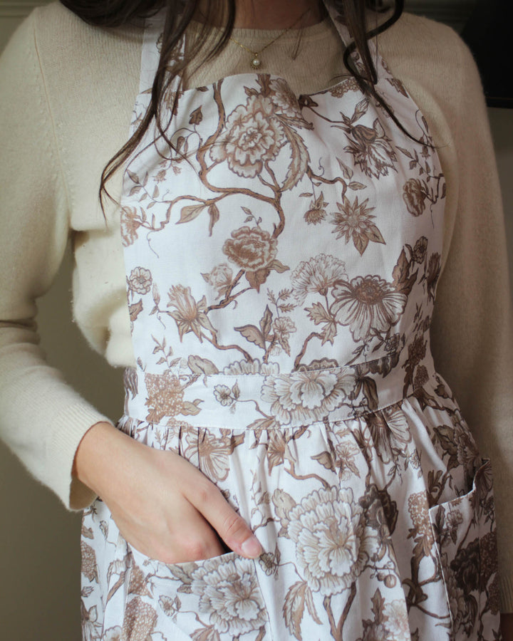 Florence Chestnut Brown Floral Apron