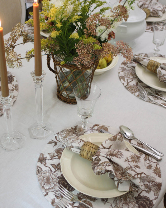 Florence Floral Round Placemats, Set of Four