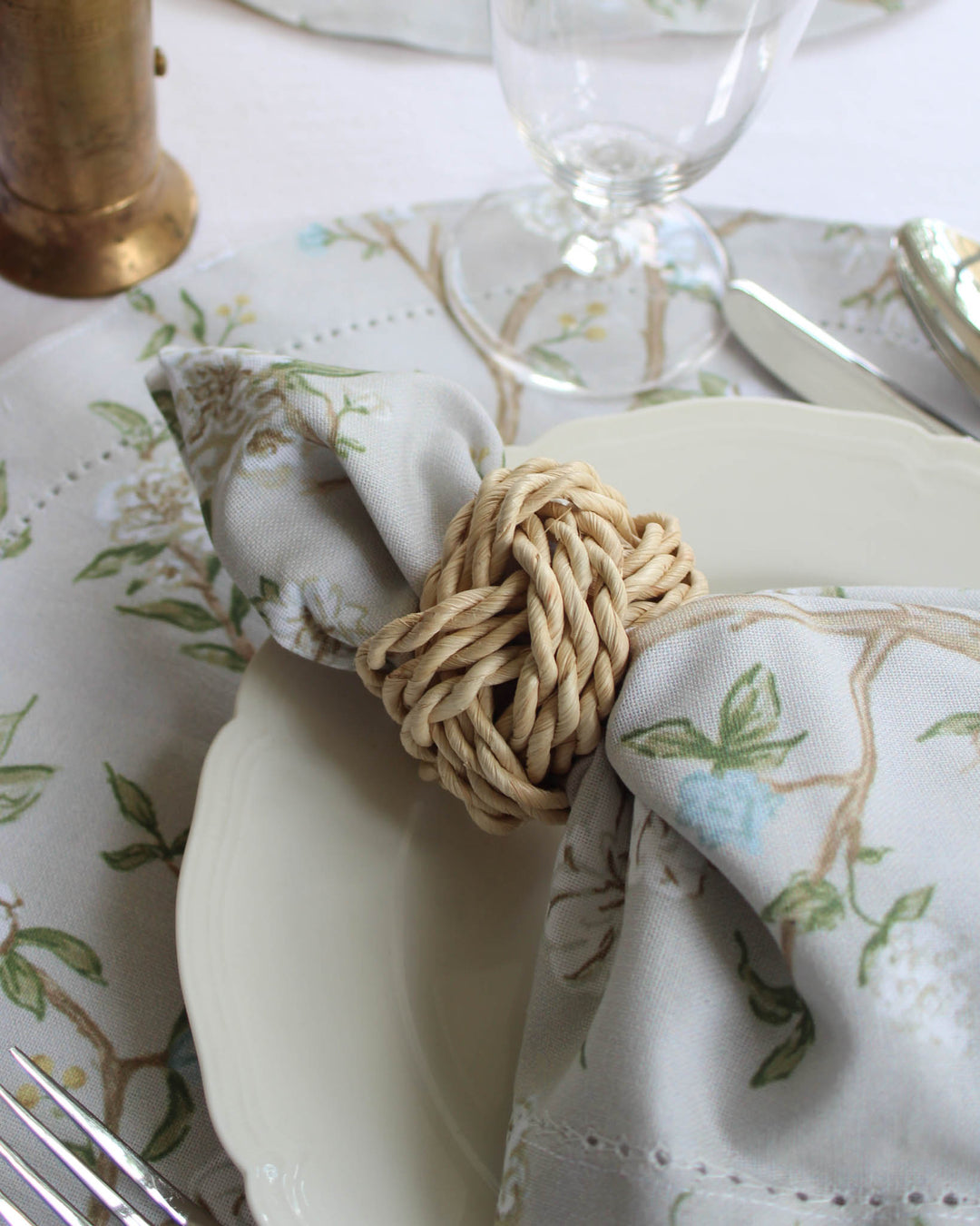 Cream Braid Napkin Rings, Set of Four