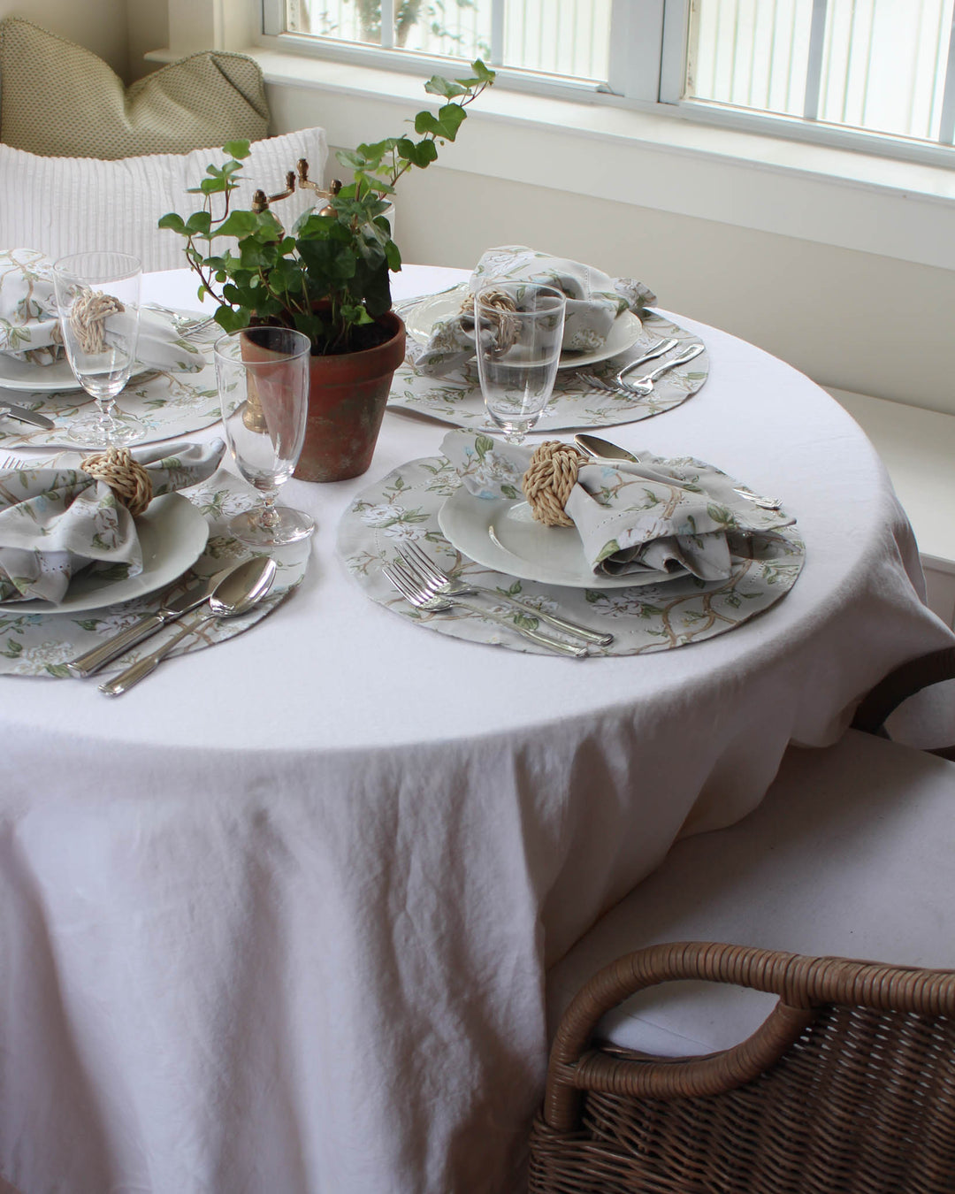 Cream Braid Napkin Rings, Set of Four