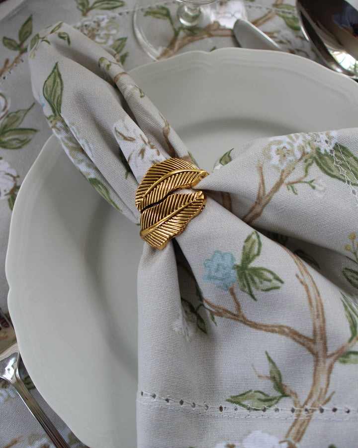 Gold Leaf Napkin Rings, Set of Four