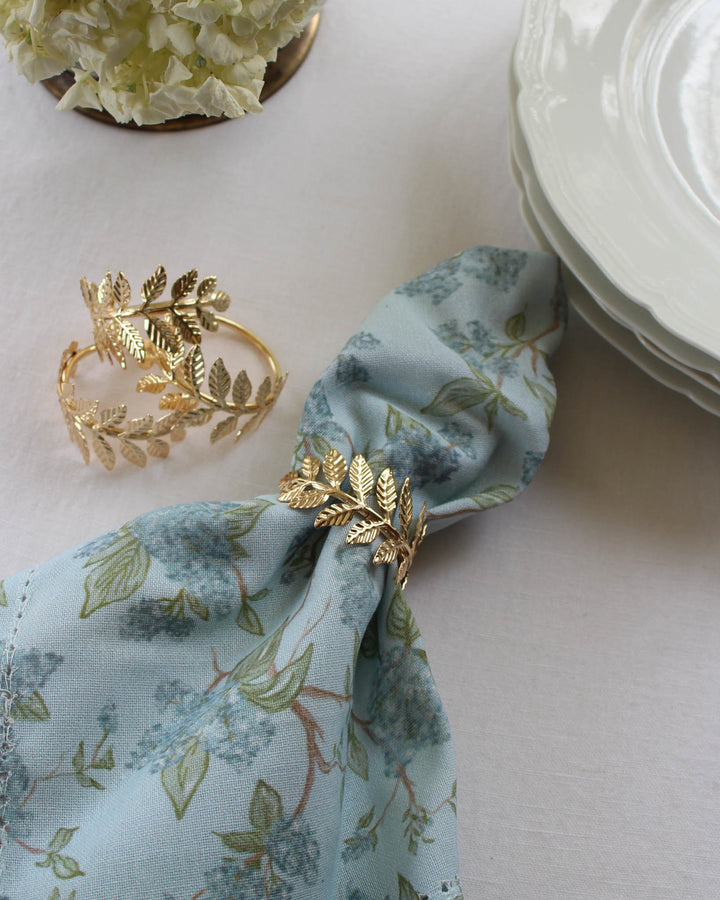 Gold Laurel Napkin Rings, Set of Four