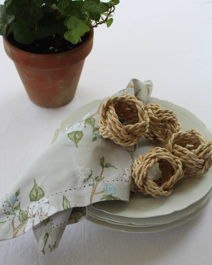 Cream Braid Napkin Rings, Set of Four