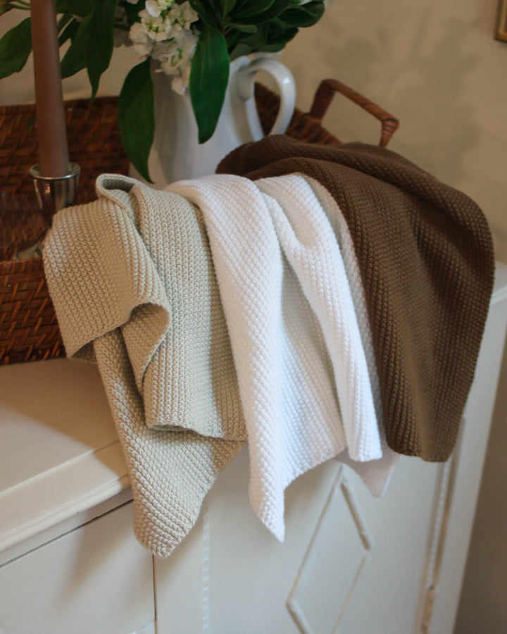 Sorrento Brown Cotton Knit Kitchen Towel, Set of 2