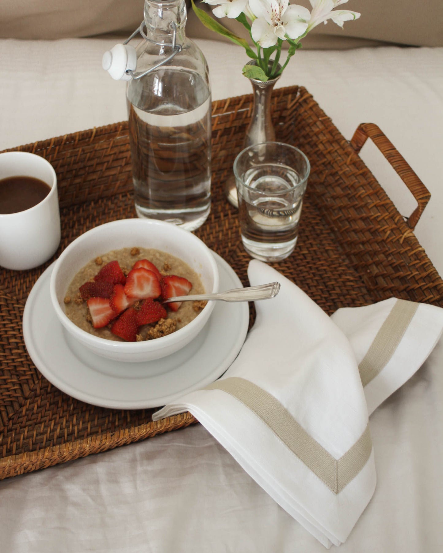 Willa Border Linen Napkins, Set of Four