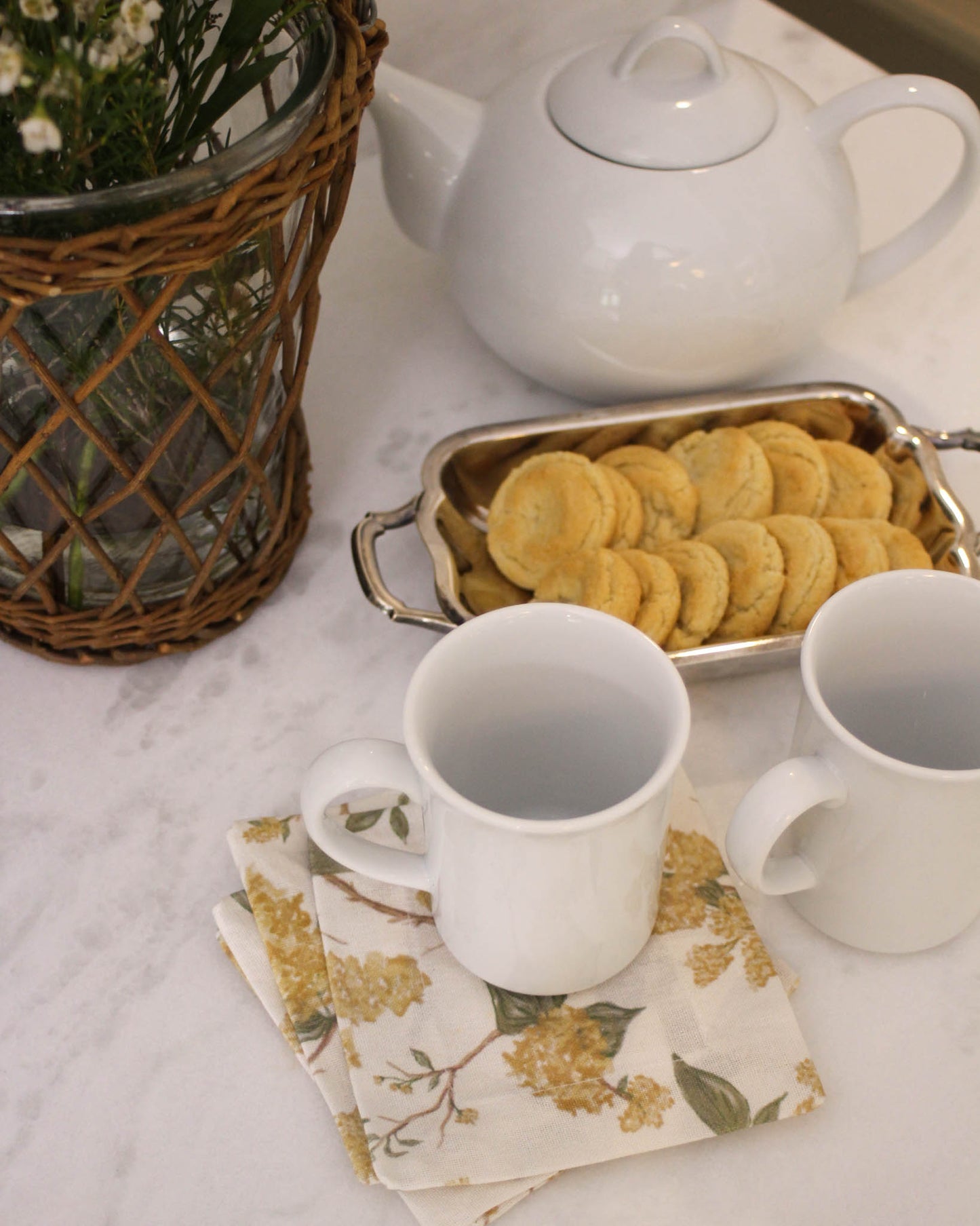 Hyacinth Marigold Floral Cocktail Napkins, Set of Four