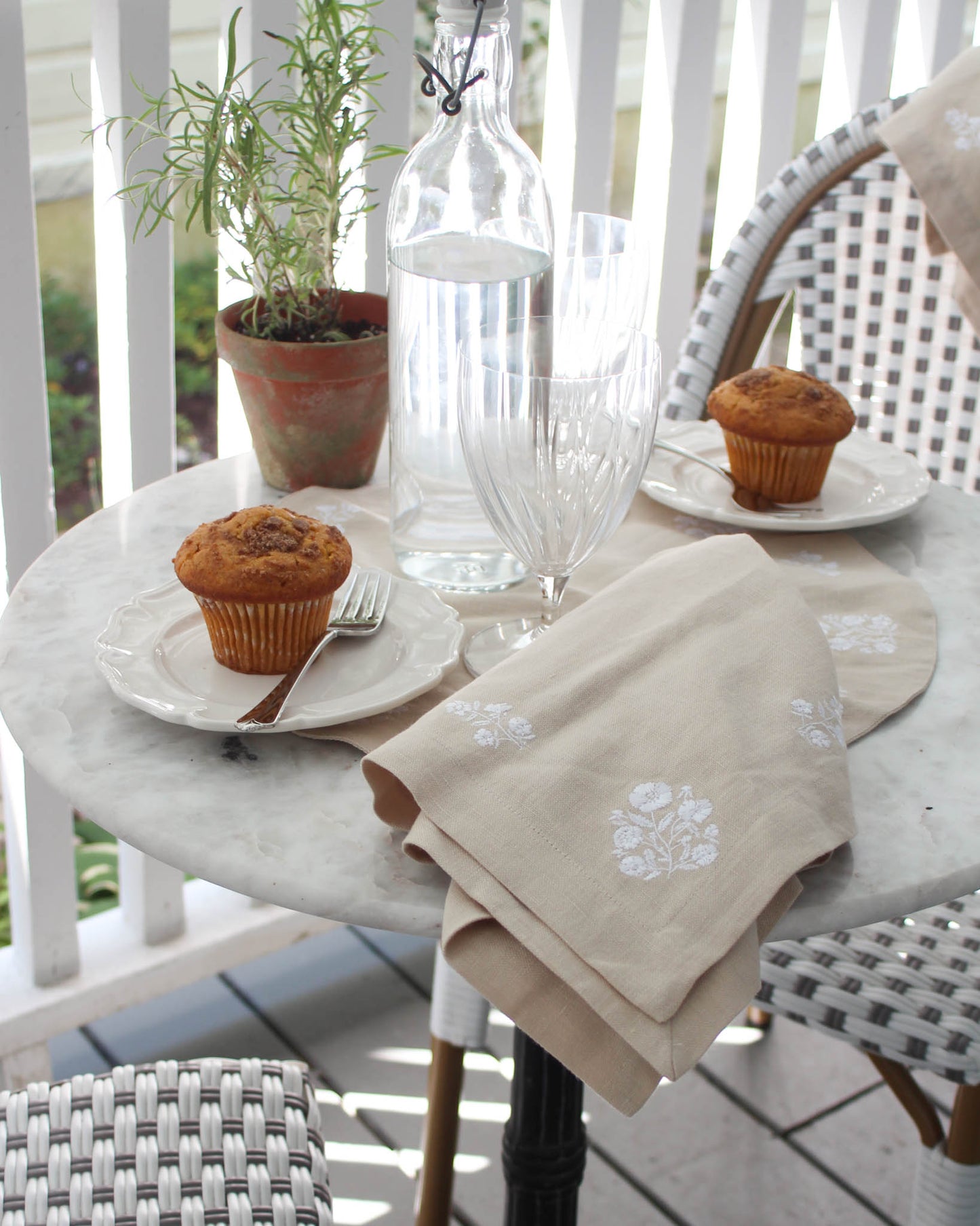 Odette Embroidered Linen Napkins, Set of Four