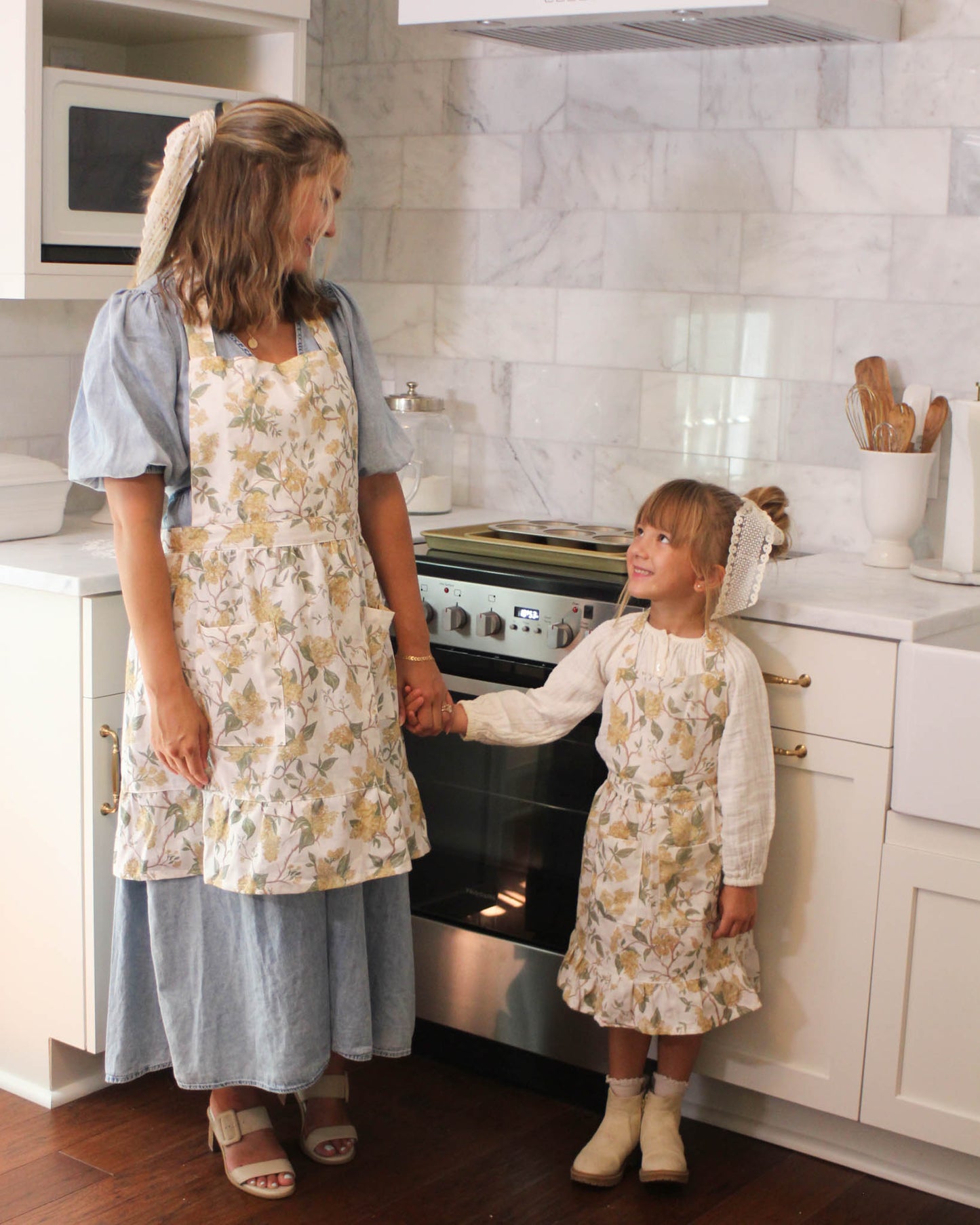 Little Hyacinth Marigold Floral Apron
