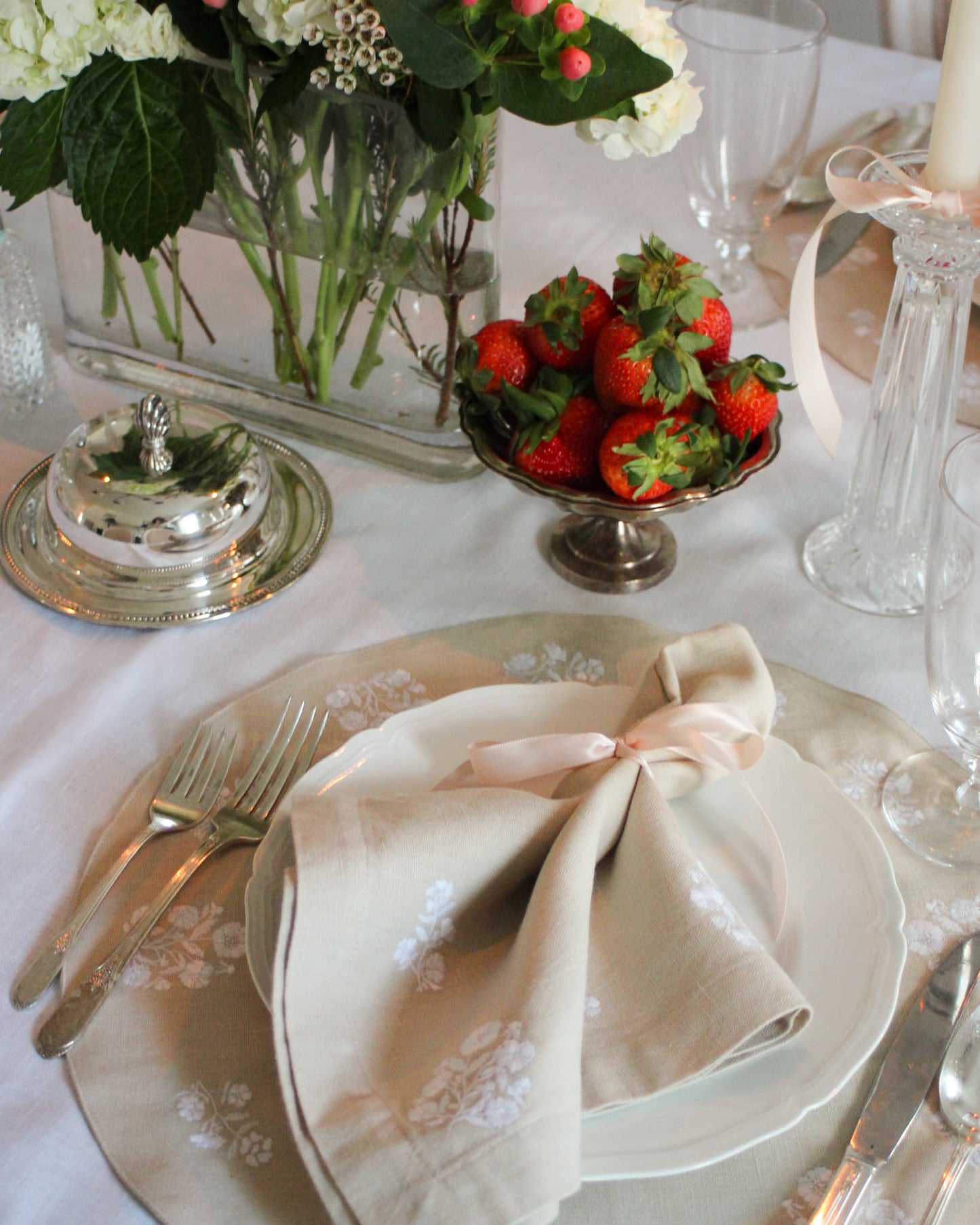 Odette Embroidered Linen Napkins, Set of Four