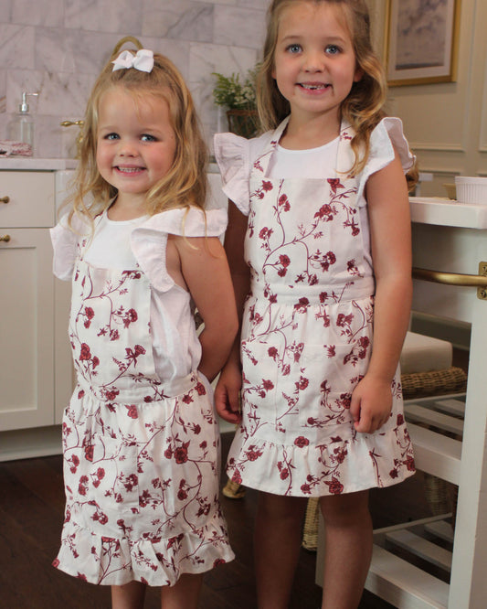 Little Garden Vine Red Floral Apron